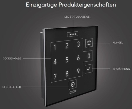 Loxone NFC Code Touch dunkles Design Abb. Loxone NFC Code Touch dunkles Design